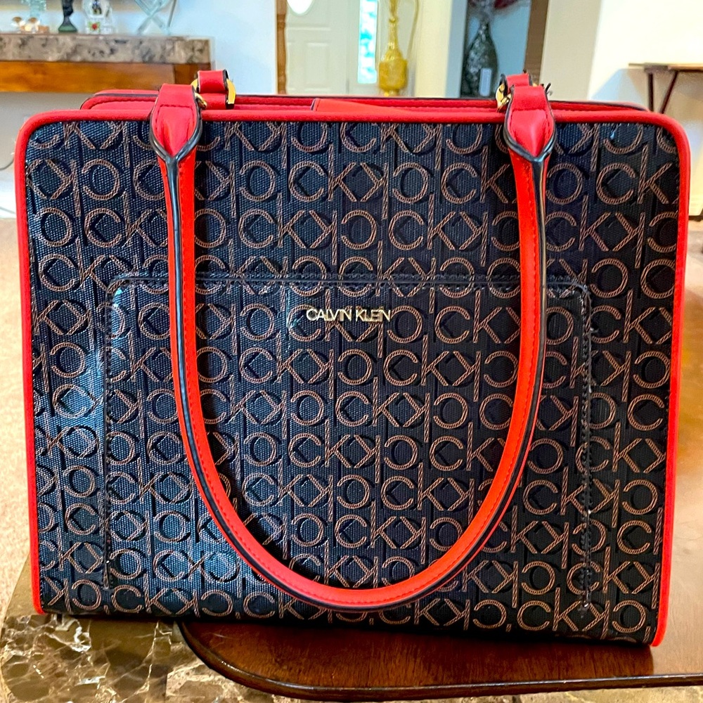 Calvin Klein Logo Faux Leather Tote Bag